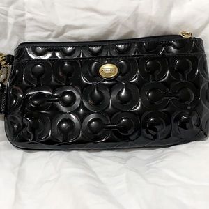 Large Coach Wristlet - black patent